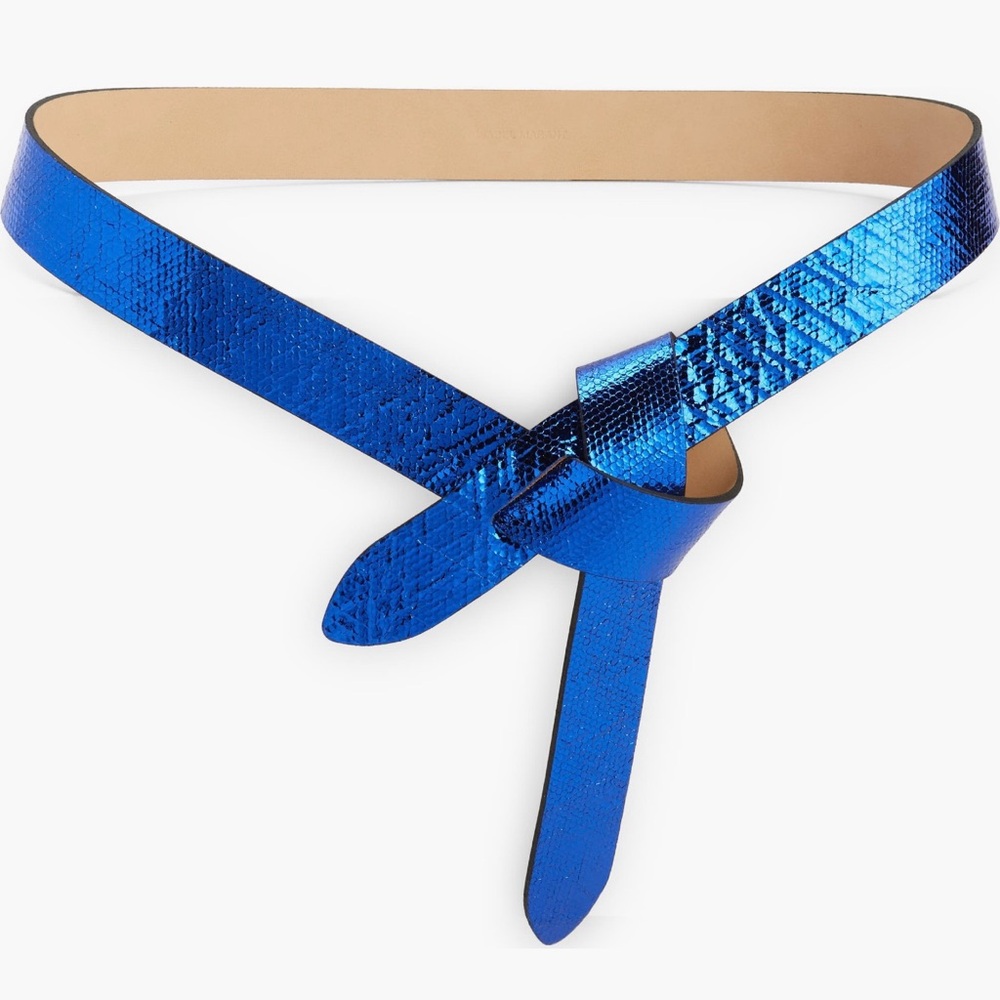 Isabel Marant Lecce Metallic Snakeskin Embossed Belt Sz M